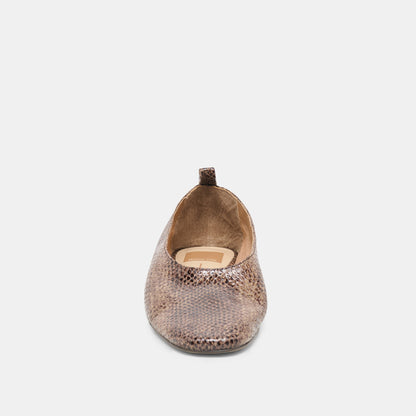 KORY BALLET FLATS SNAKE TAN EMBOSSED LEATHER