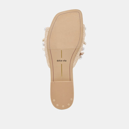 LIZZA SANDALS OATMEAL BEADED RAFFIA