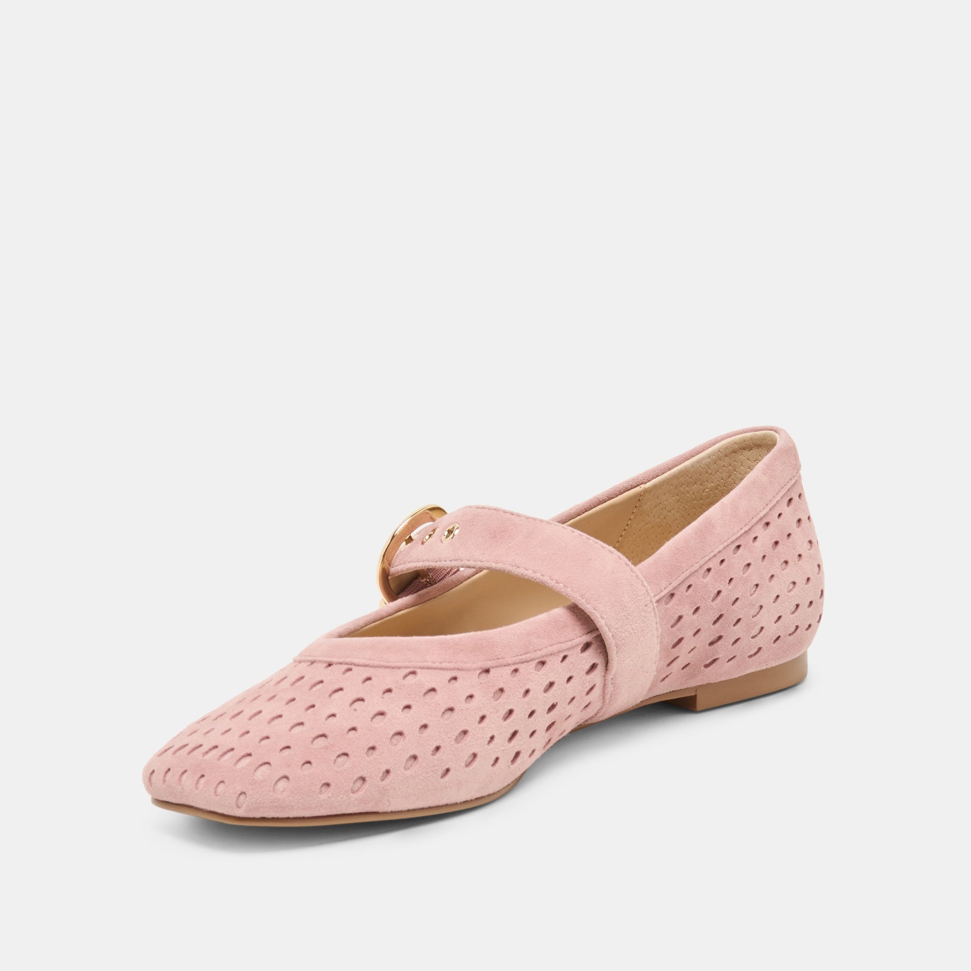MIKELA BALLET FLATS PINK PERFORATED SUEDE