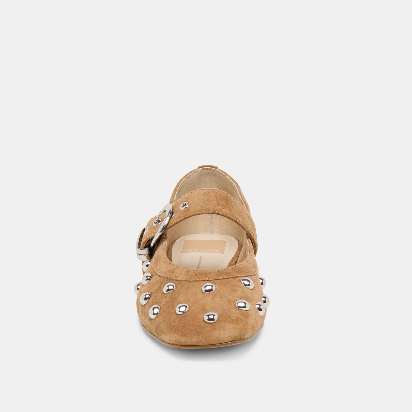 MIKEL STUD BALLET FLATS LT BROWN SUEDE