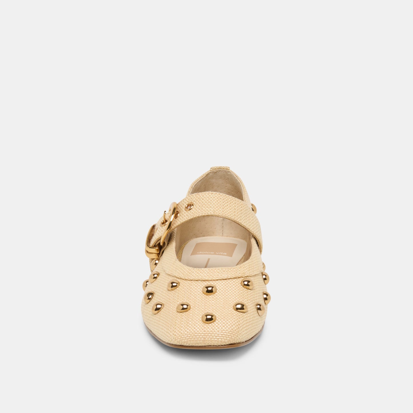 MIKEL STUD BALLET FLATS LT NATURAL RAFFIA