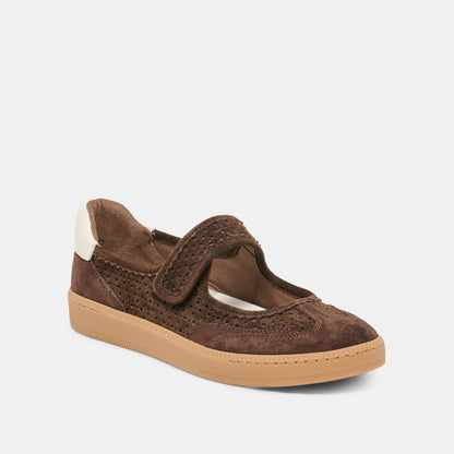 NANET SNEAKERS DK BROWN PERFORATED SUEDE
