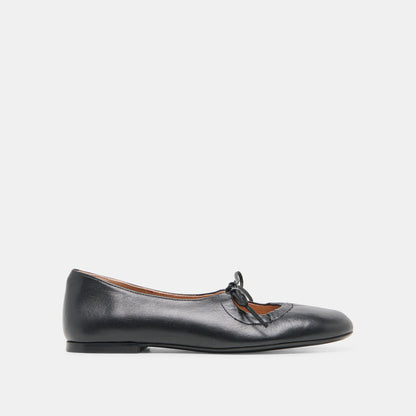 PAZEY BALLET FLATS BLACK LEATHER