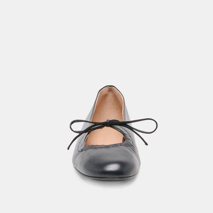 PAZEY BALLET FLATS BLACK LEATHER