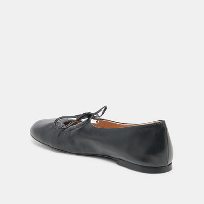 PAZEY BALLET FLATS BLACK LEATHER