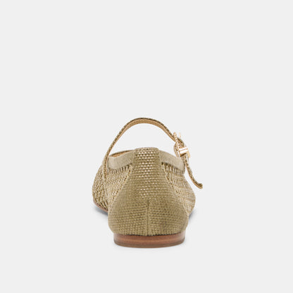 REYES BALLET FLATS OLIVE WOVEN RAFFIA
