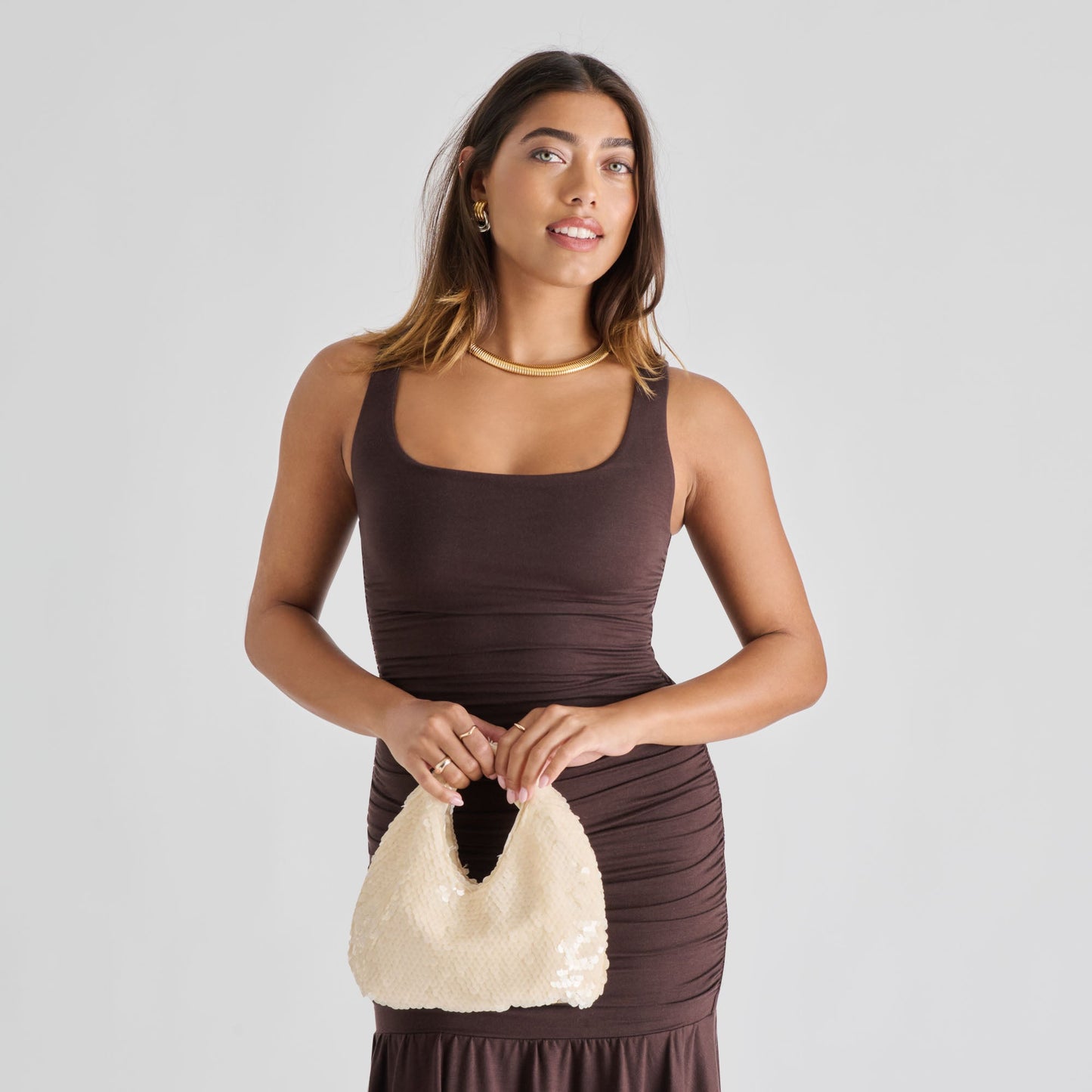 DAHLIA SEQUIN HANDBAG IVORY SEQUIN