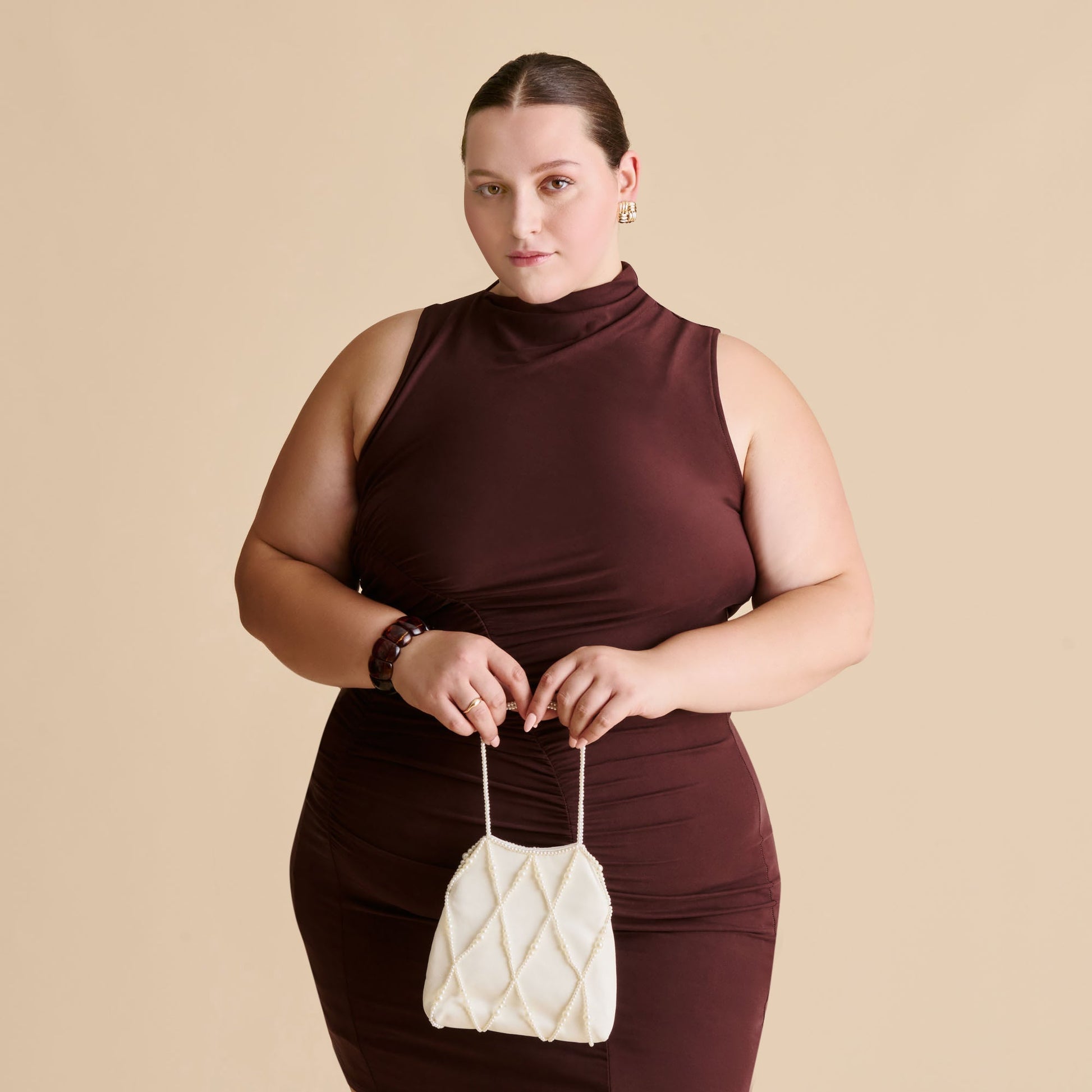 SERILDA PEARL HANDBAG IVORY SATIN