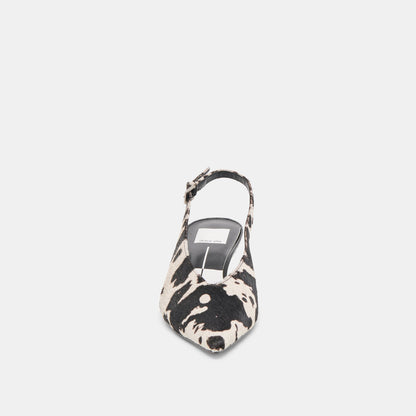 ALENNA HEELS BLACK WHITE TAURUS CALF HAIR