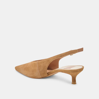 ALENNA HEELS LT BROWN SUEDE