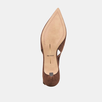 ALENNA HEELS DK BROWN SUEDE