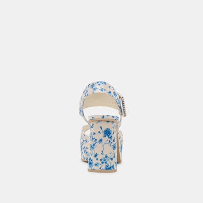 BOBBY PEARL HEELS BLUE FLORAL SATIN