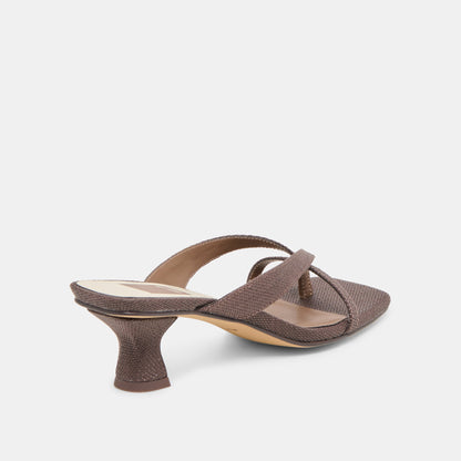 BREVEL HEELS CHOCOLATE RAFFIA
