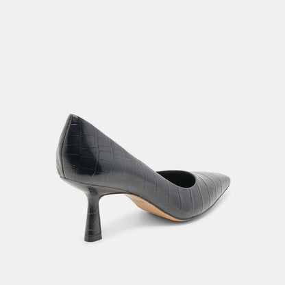 BRIONA HEELS NOIR CROCO EMBOSSED LEATHER
