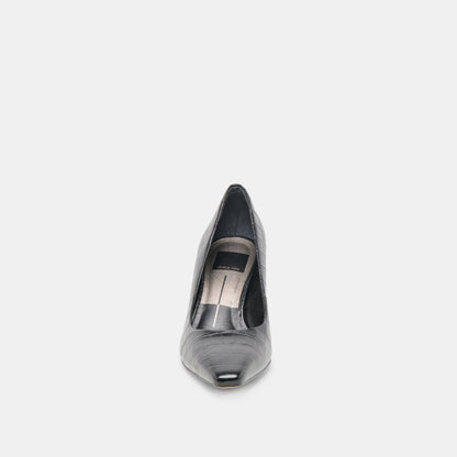 BRIONA HEELS NOIR CROCO EMBOSSED LEATHER