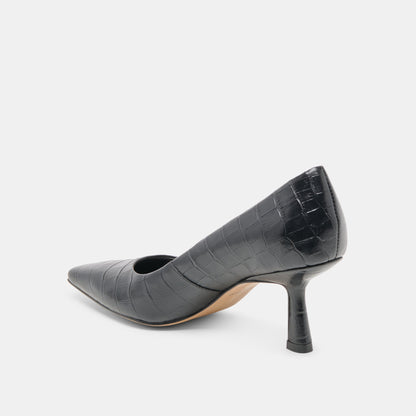 BRIONA HEELS NOIR CROCO EMBOSSED LEATHER