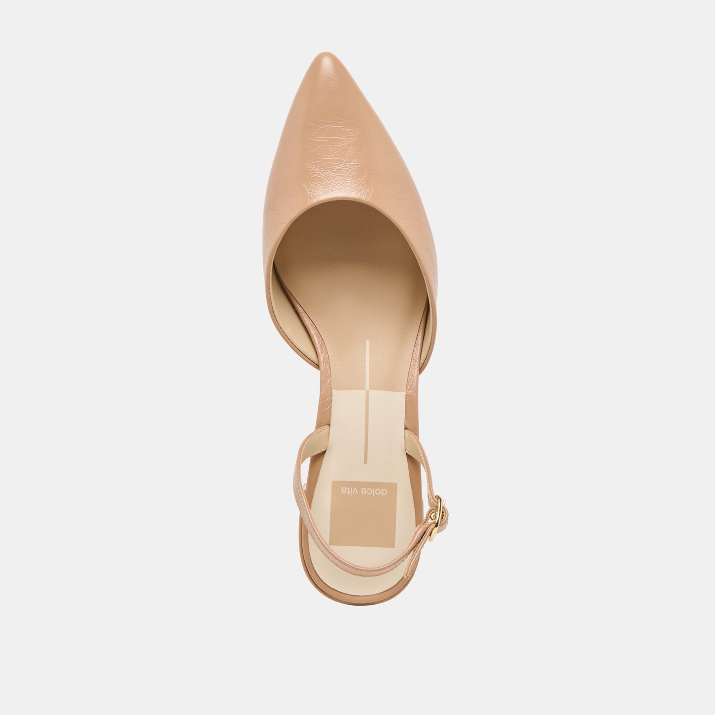 CAREL HEELS LT TAN CRINKLE PATENT LEATHER