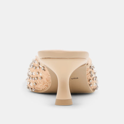 CLEO PEARL HEELS BLUSH LACE MESH