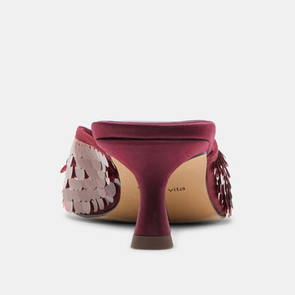 CLEO SEQUIN HEELS CRANBERRY SEQUIN