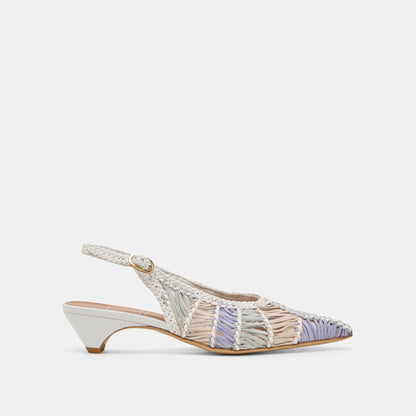 DAFNEY HEELS WHITE MULTI WOVEN LEATHER