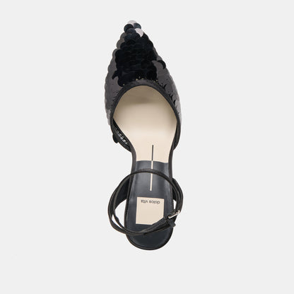 ELIZZA CONFETTI HEELS ONYX WOVEN MESH