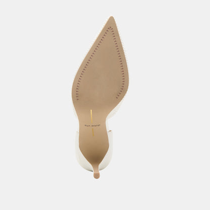 ELOY PEARL HEELS TRUE WHITE SATIN