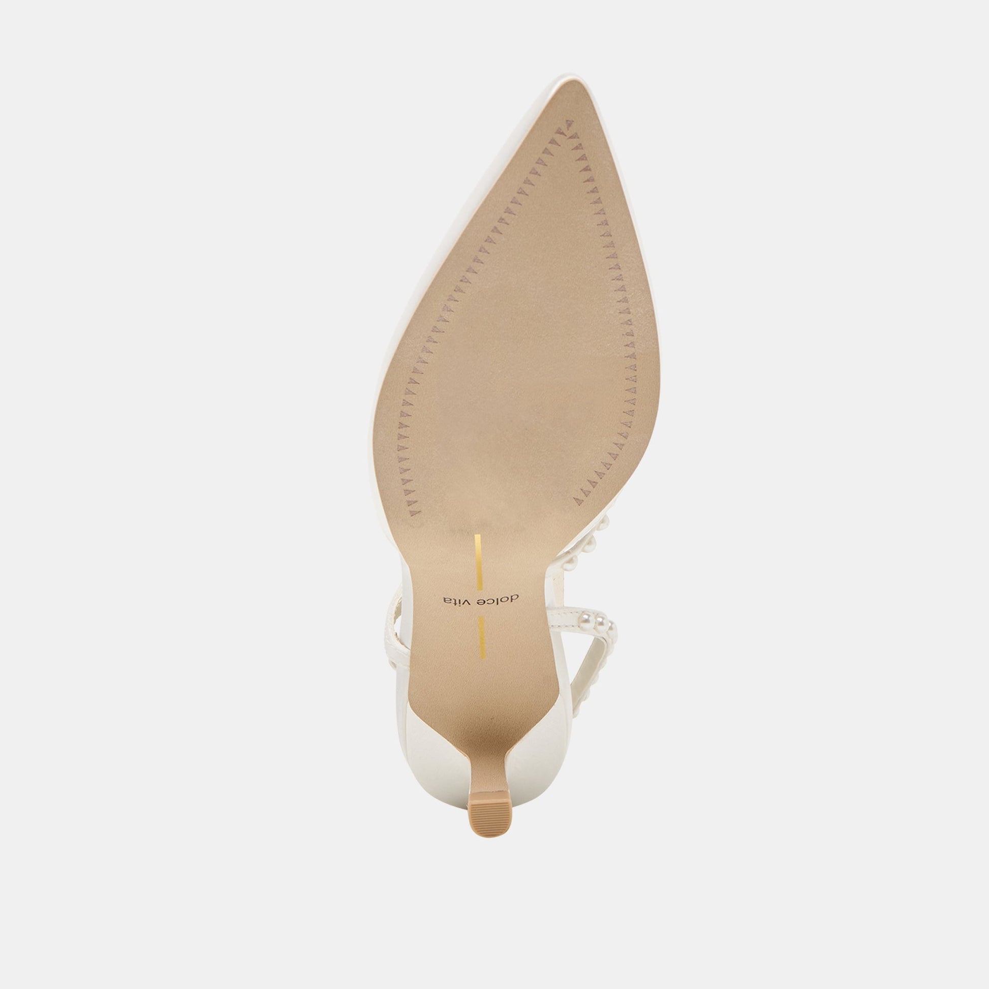 KAMRA PEARL MID HEELS TRUE WHITE SATIN