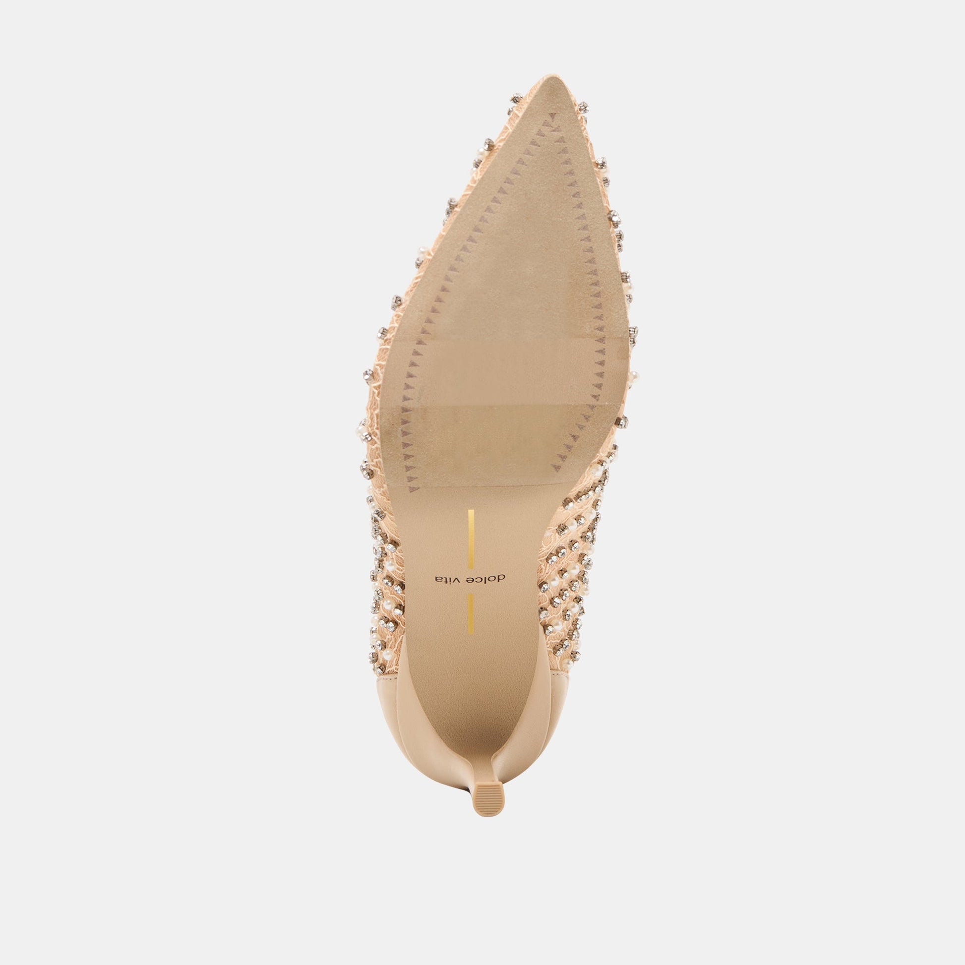 KASHE PEARL HEELS BLUSH LACE MESH
