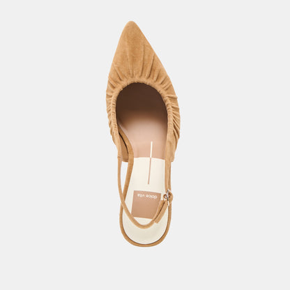 KEIRA HEELS LT BROWN SUEDE
