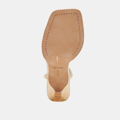 MANJI WIDE HEELS LIGHT GOLD METALLIC LEATHER