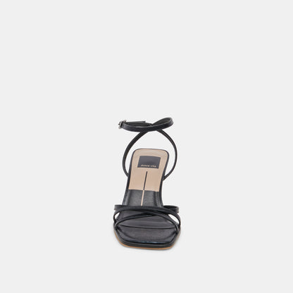 MANJI WIDE HEELS MIDNIGHT PATENT LEATHER