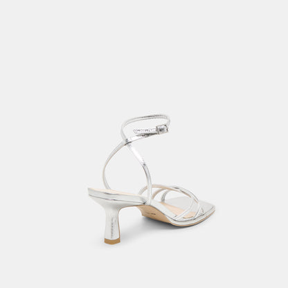 MANJI HEELS SILVER METALLIC LEATHER