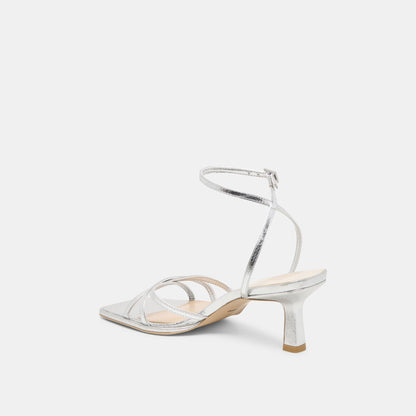MANJI HEELS SILVER METALLIC LEATHER