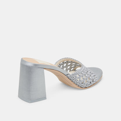 MARGOE HEELS LIGHT BLUE WOVEN SATIN