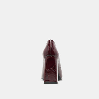 MISTY HEELS BURGUNDY CROCO EMBOSSED LEATHER