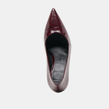 MISTY HEELS BURGUNDY CROCO EMBOSSED LEATHER
