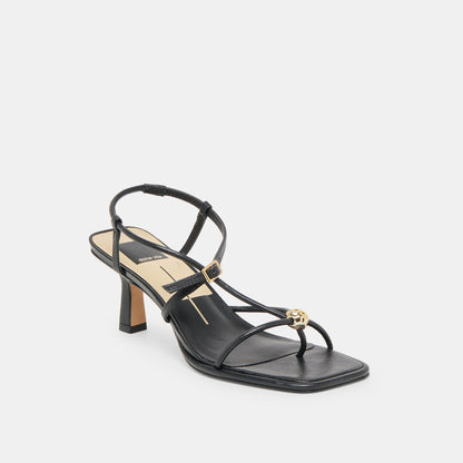 MYLEE WIDE HEELS BLACK LEATHER