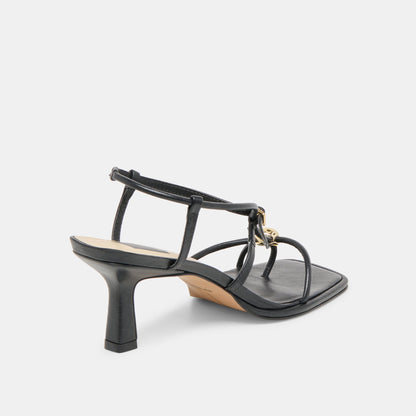 MYLEE WIDE HEELS BLACK LEATHER
