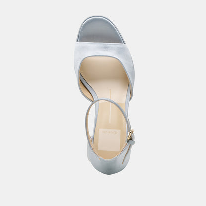 PANDRO HEELS LIGHT BLUE SATIN