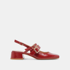 CRIMSON CRINKLE PATENT LEATHER