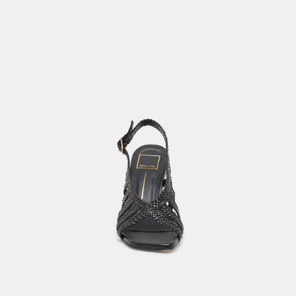 SICILY HEELS BLACK WOVEN LEATHER