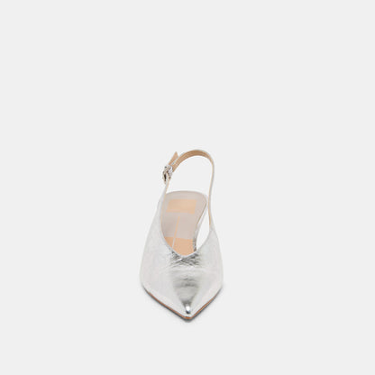 ALENNA HEELS SILVER DISTRESSED LEATHER