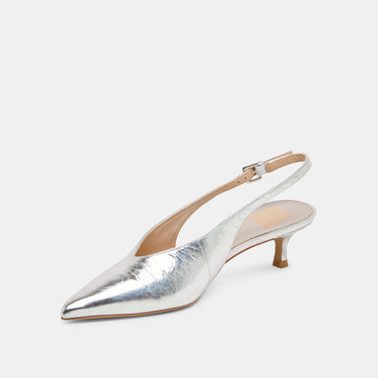 ALENNA HEELS SILVER DISTRESSED LEATHER