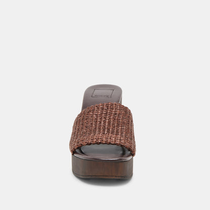 CELEST HEELS CHOCOLATE RAFFIA