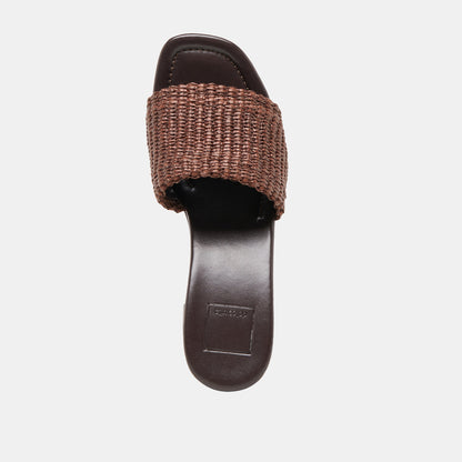 CELEST HEELS CHOCOLATE RAFFIA