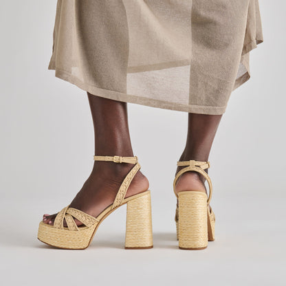DANILA HEELS LT NATURAL CROSS HATCH RAFFIA