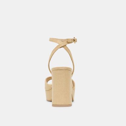 FELICA HEELS NATURAL RAFFIA