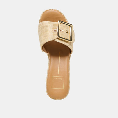 JILIAN WIDE WEDGES LT NATURAL RAFFIA
