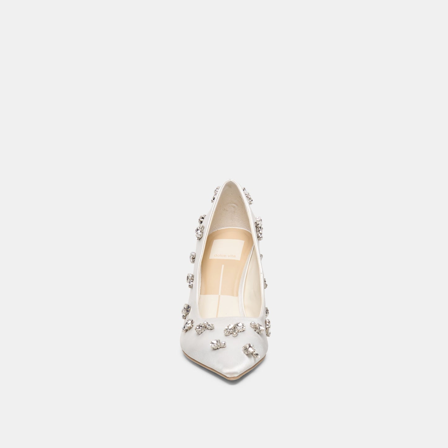 KAYNA RHINESTONE HEELS WHITE SATIN