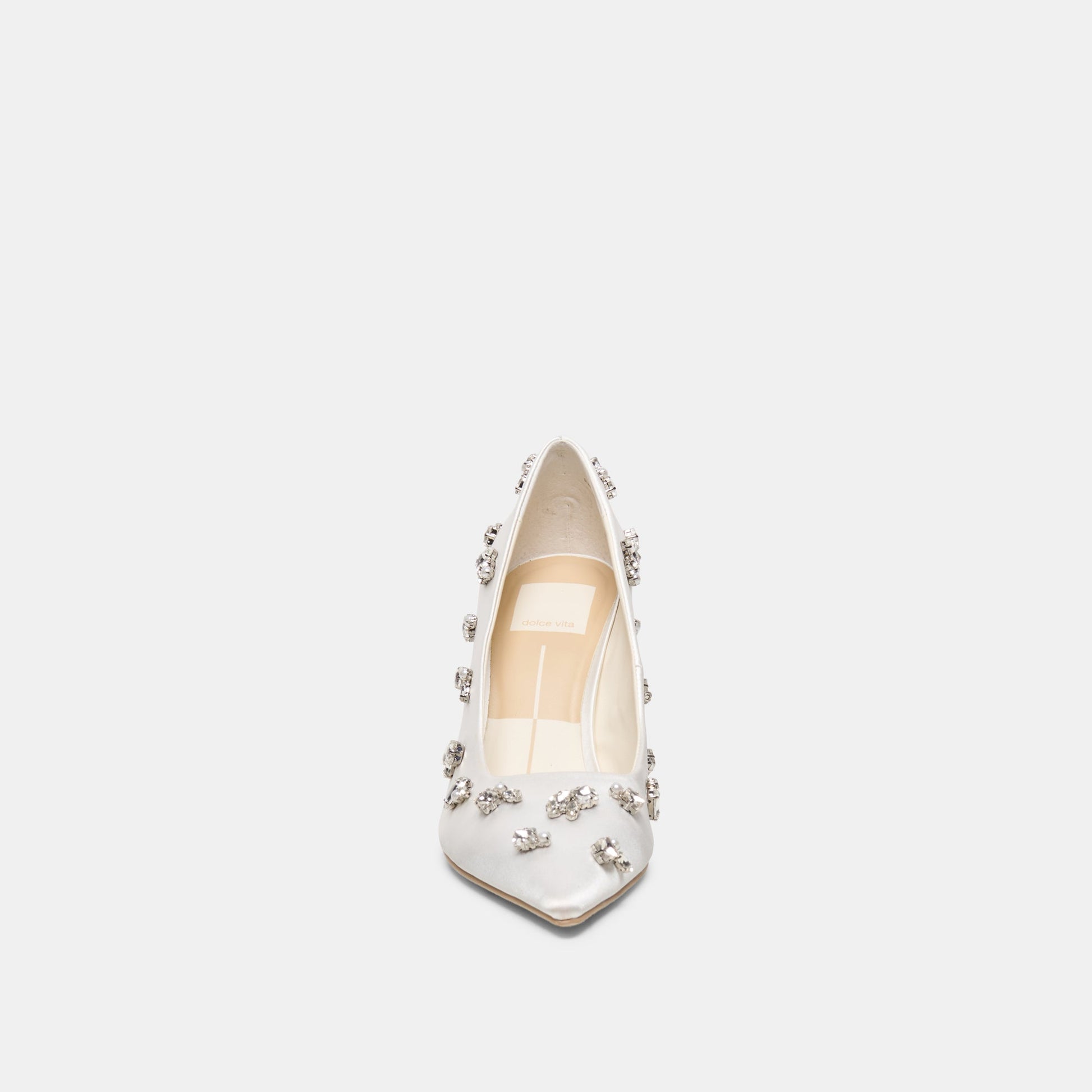 KAYNA RHINESTONE HEELS WHITE SATIN